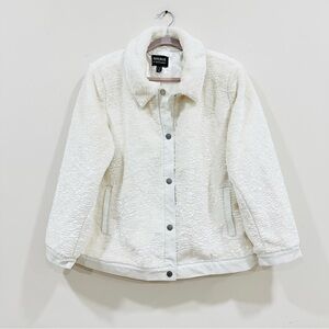 Madison Ave by Dennis Basso Faux Persian Fur Jacket White Snap Front Size 2X